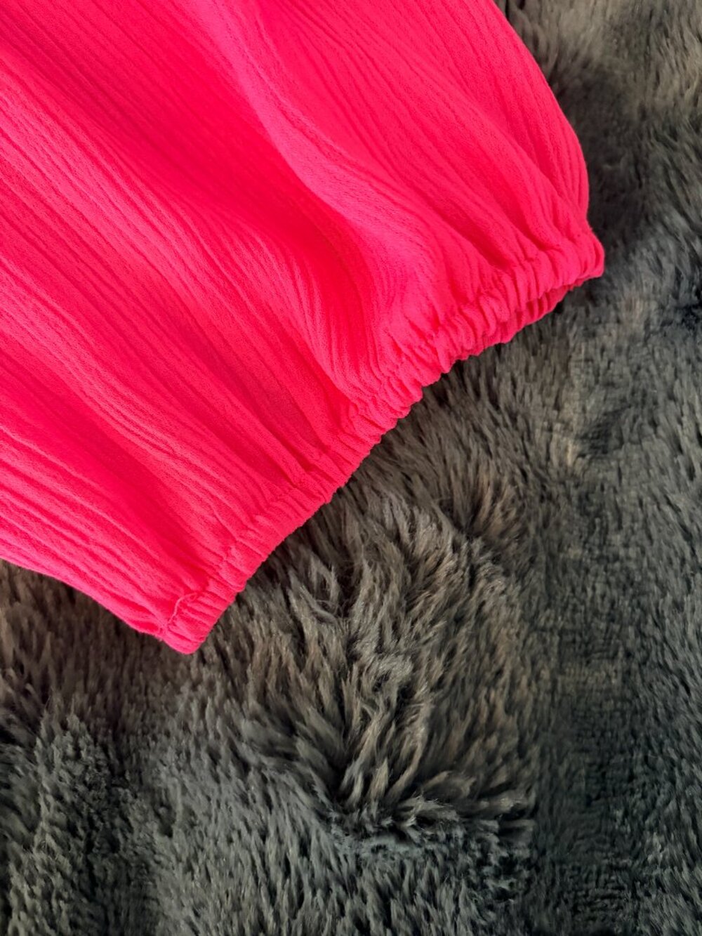 Hot Pink Peplum Blouse Womens L Sheer Long Sleeve Button Top Barbiecore Workwear - Picture 5 of 12